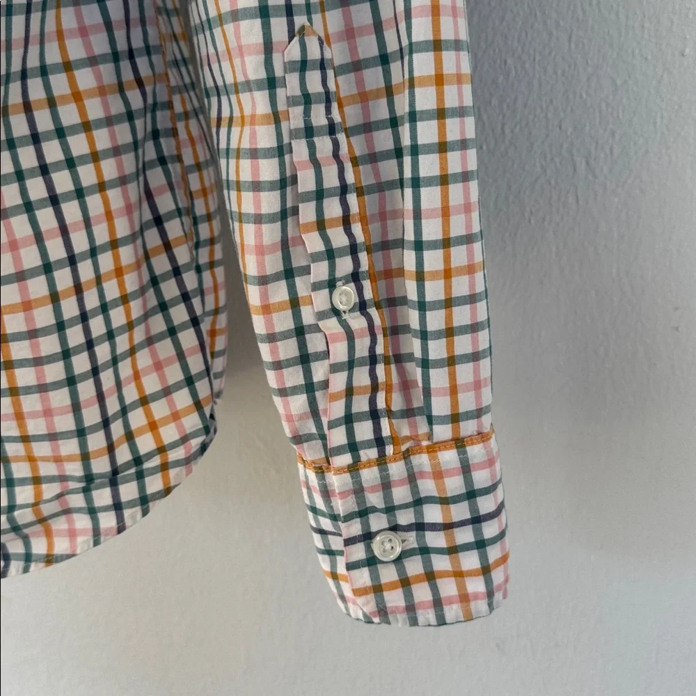 J. Crew orange green flex washed slim untucked button down dress shirt medium